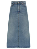 Blue Cotton Midi Skirt