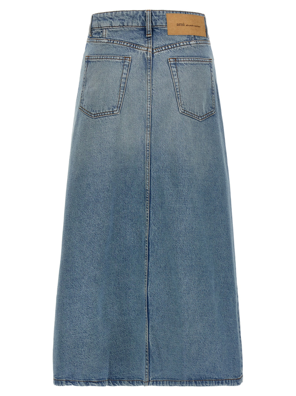 Blue Cotton Midi Skirt