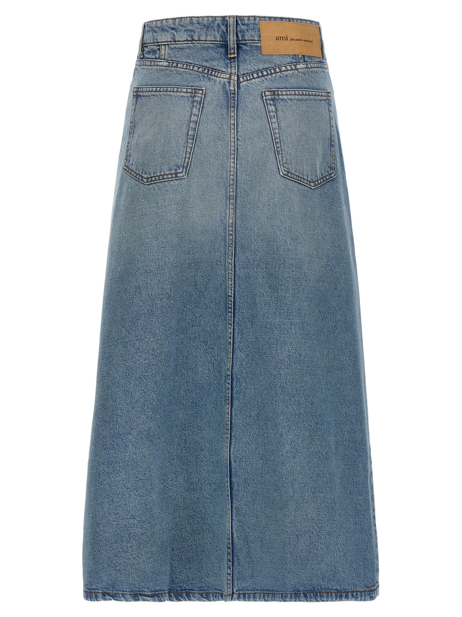 Blue Cotton Midi Skirt