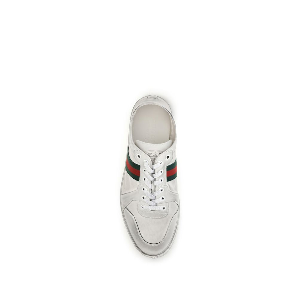 White Calf Leather Bos Taurus Low Top Sneakers