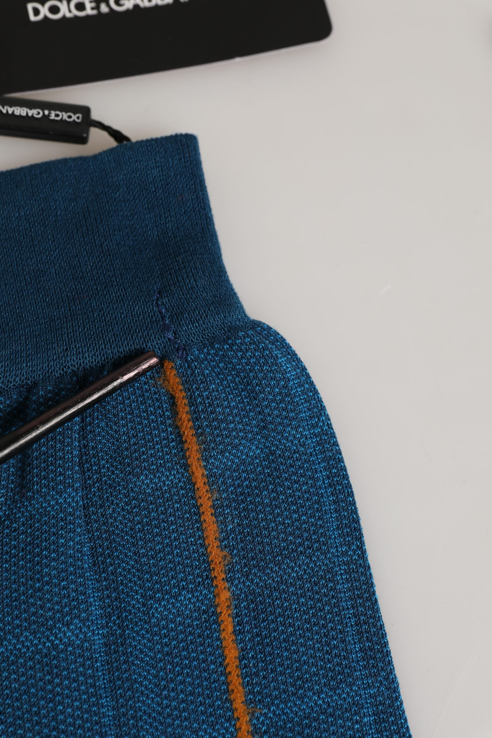 Men Blue Cotton Stretch Mid Calf Accessory Socks