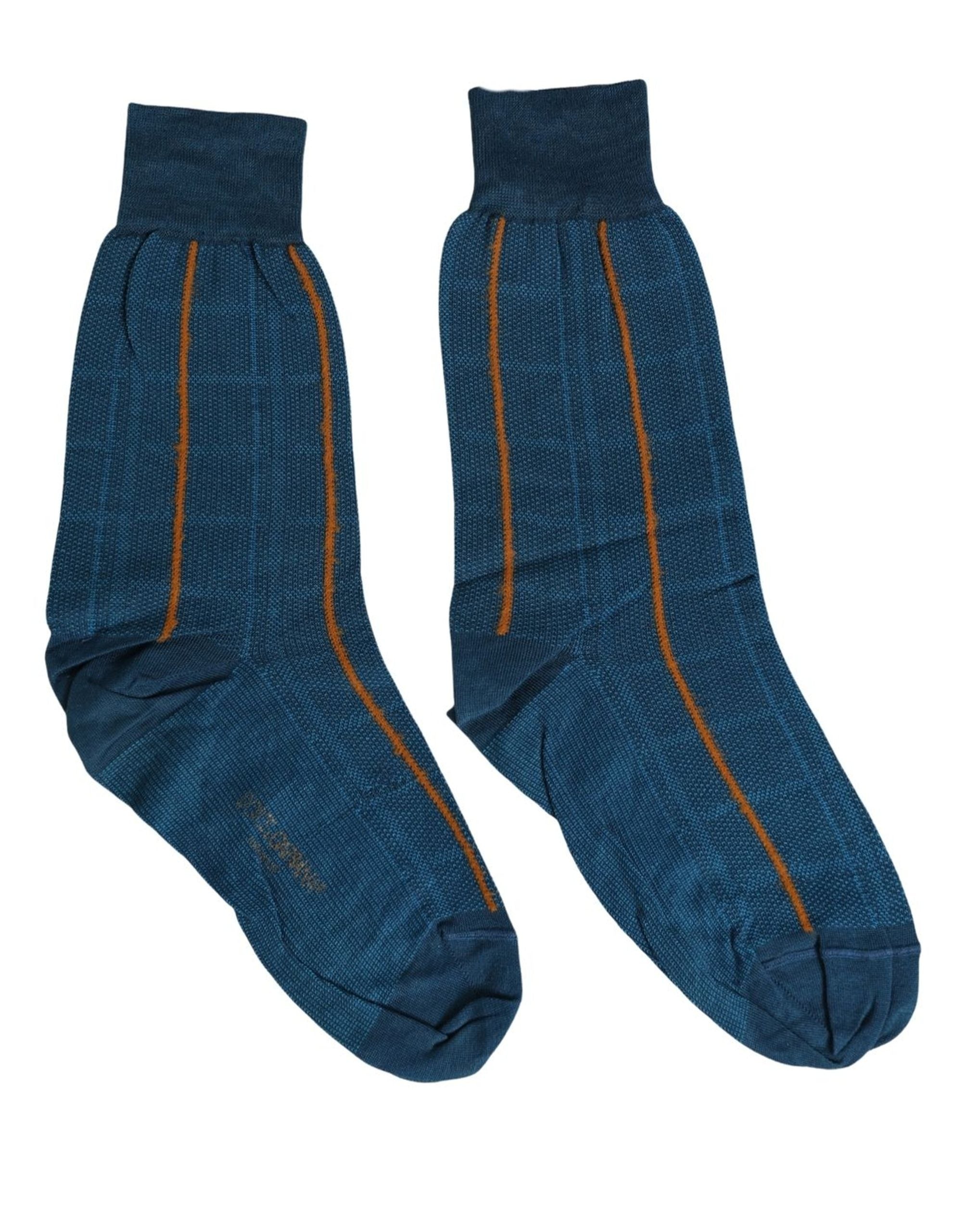 Men Blue Cotton Stretch Mid Calf Accessory Socks