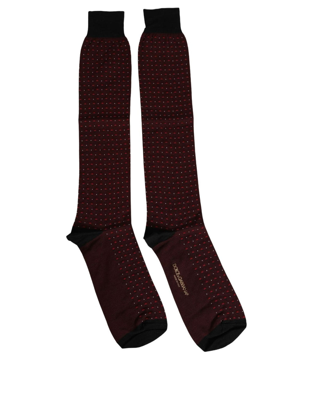 Burgundy Polka Dot Over The Calf Accessory Socks