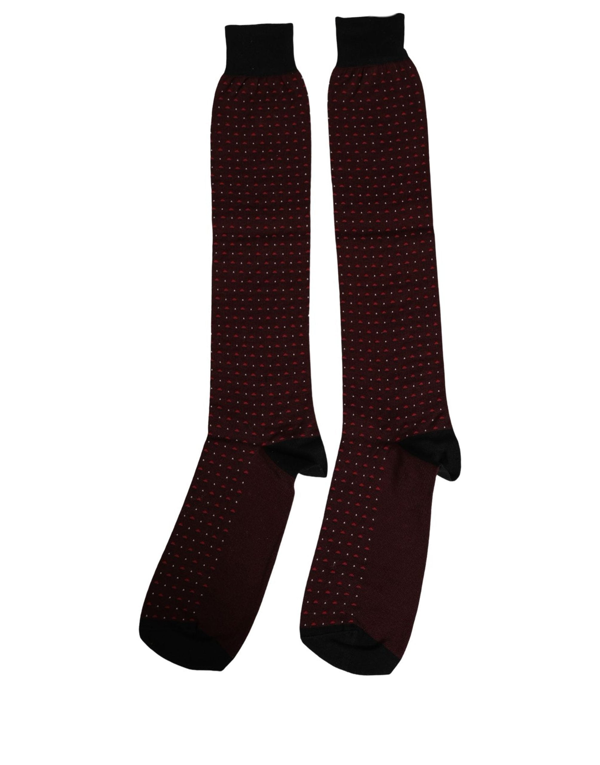 Burgundy Polka Dot Over The Calf Accessory Socks