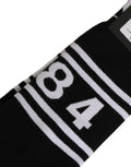 Black White Logo Stripes Mid Calf Accessory Socks