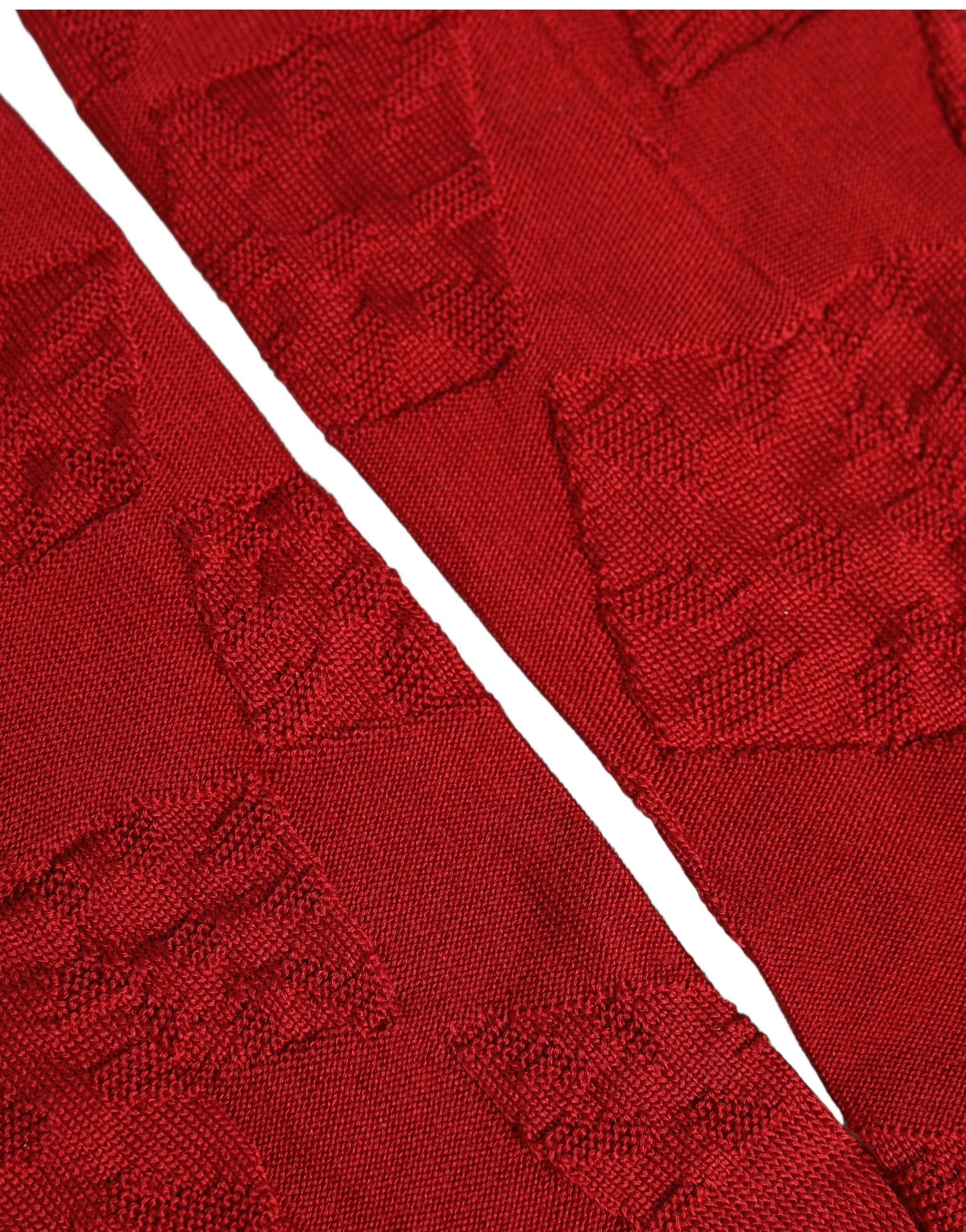 Men Red 100% Silk Mid Calf Accessory Socks