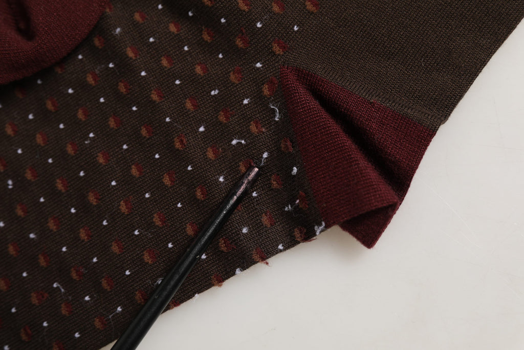 Maroon Dotted Wool Over The Calf Accessory Socks