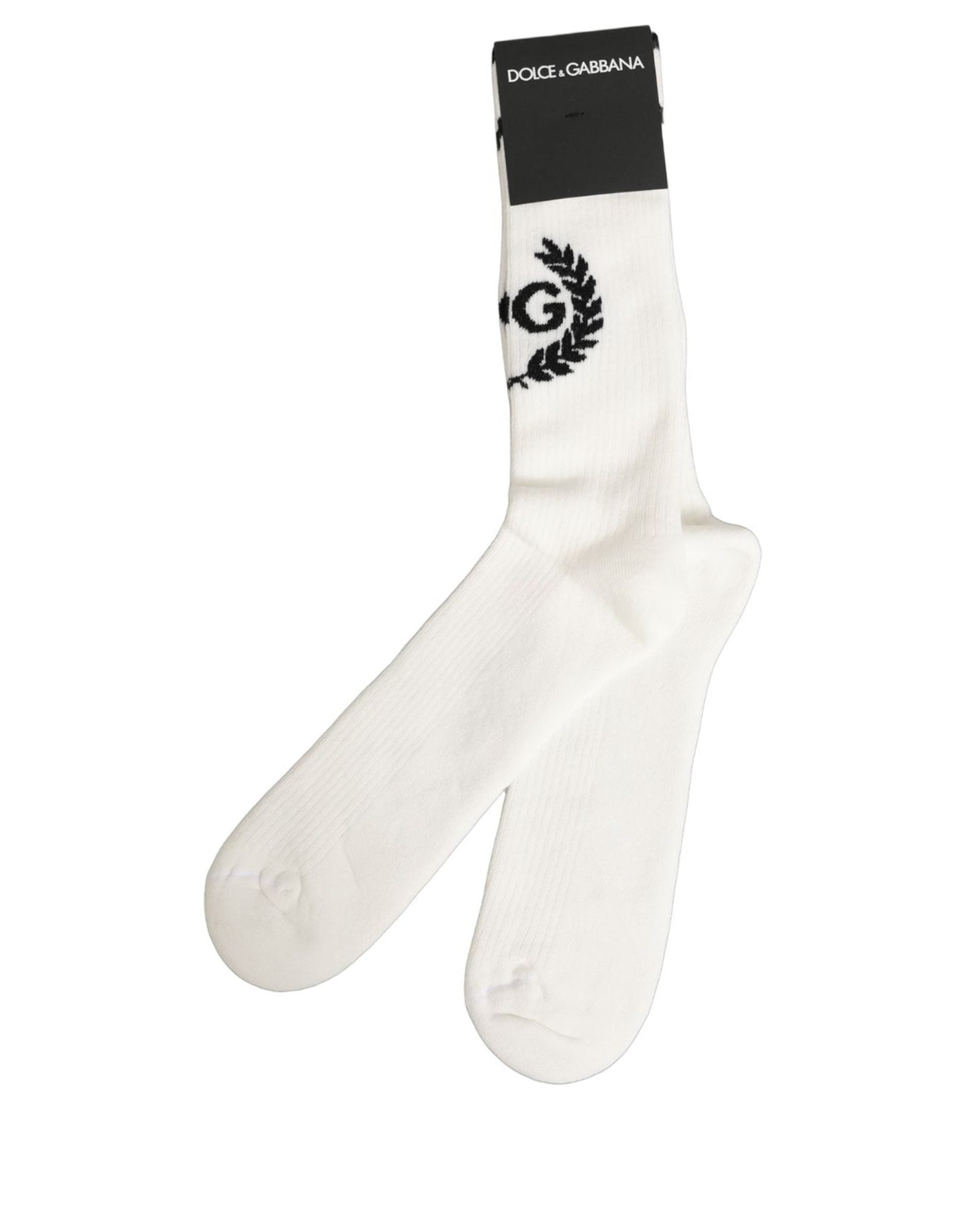 White Cotton DG Logo Mid Calf Accessory Socks