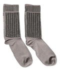 Gray Sequin Cotton Knit Mid Calf Accessory Socks
