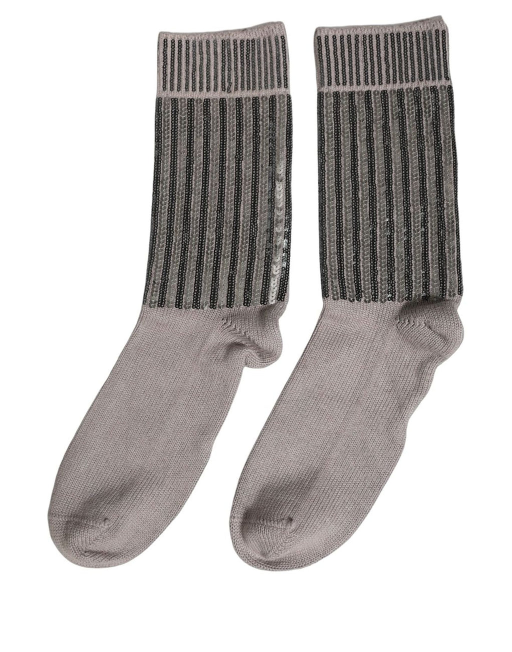 Gray Sequin Cotton Knit Mid Calf Accessory Socks