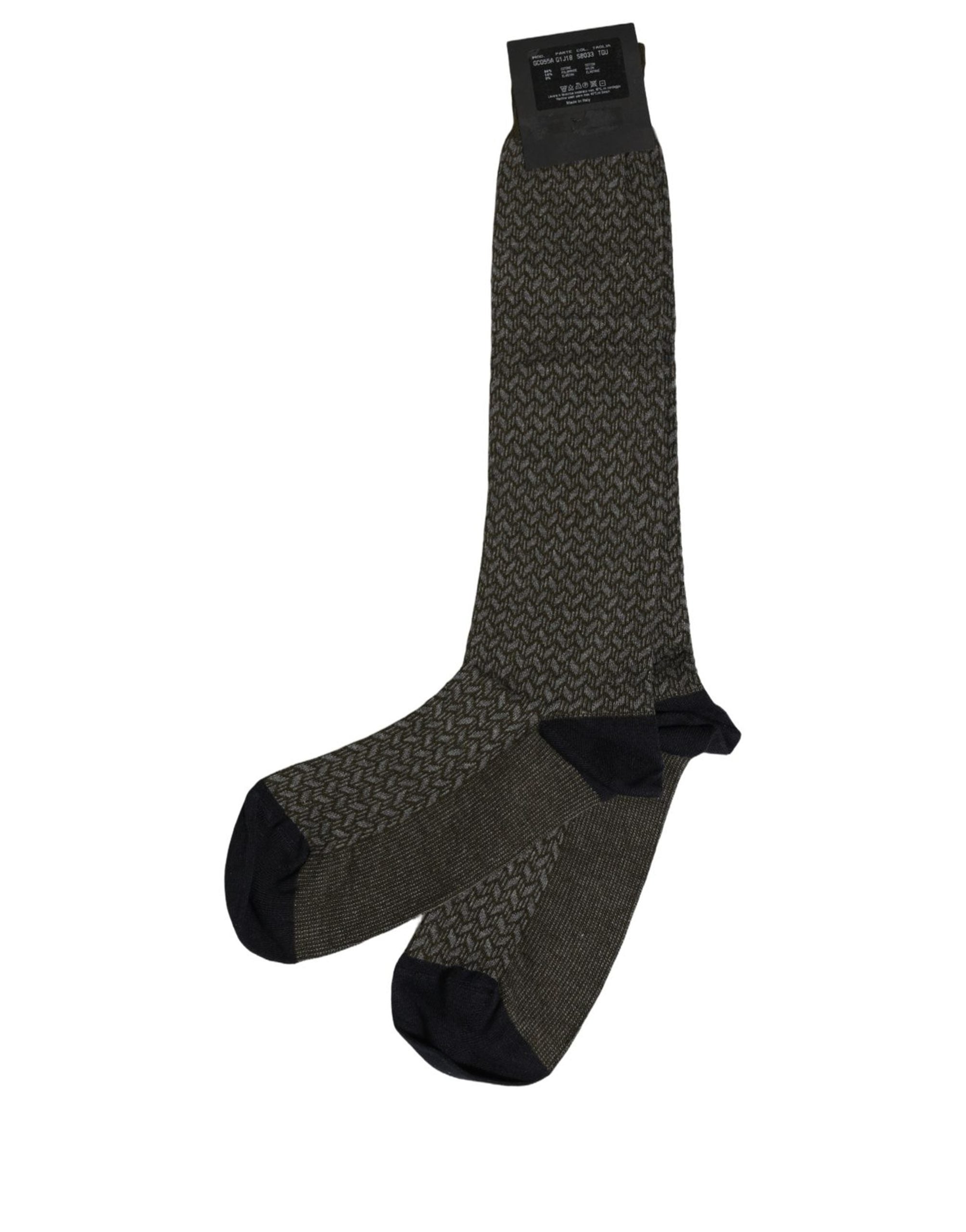 Dark Gray Cotton Knit Knee High Accessory Socks