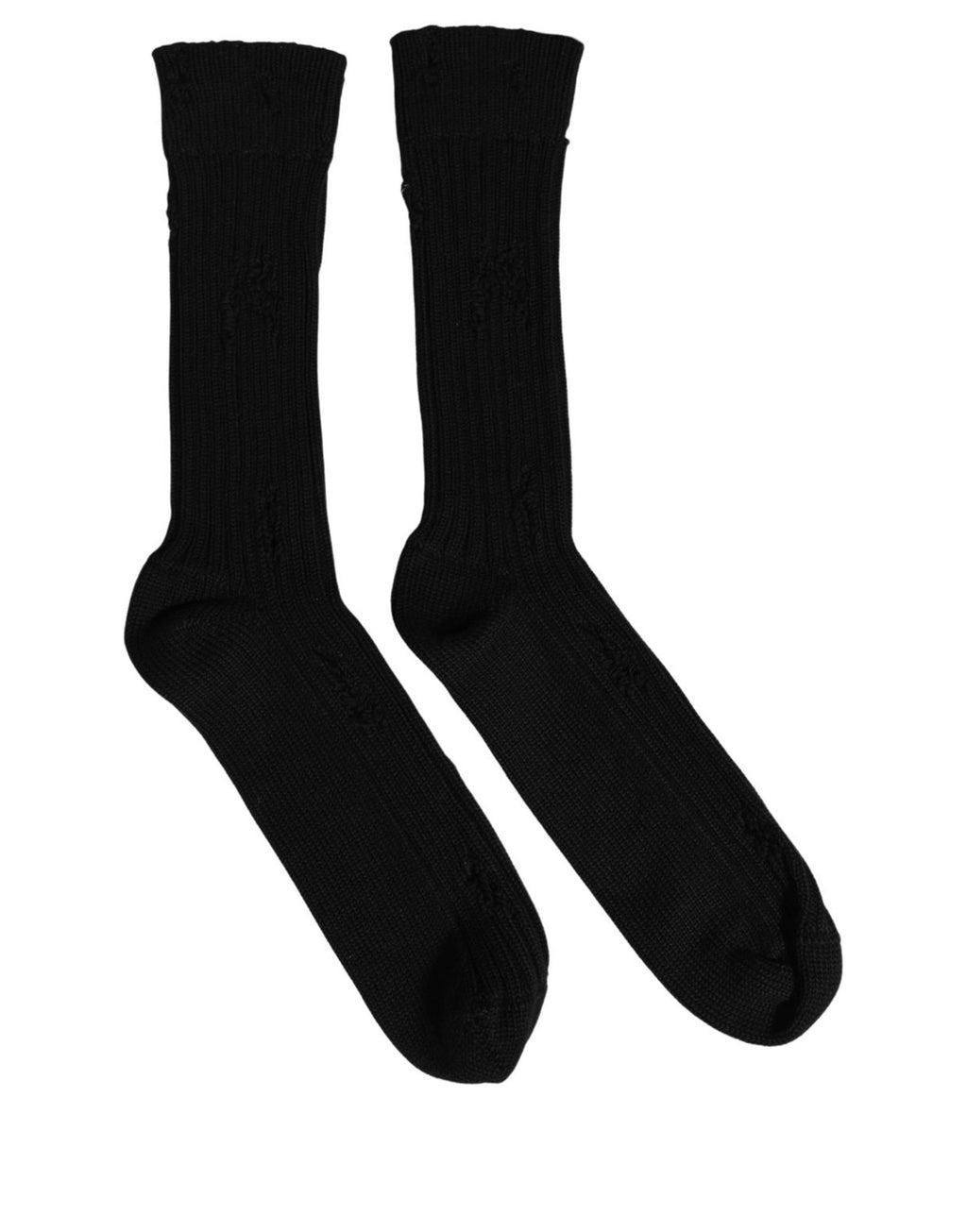 Men Black Cotton Distressed Mid Calf Accessory Socks