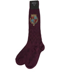 Burgundy Wool Crest Logo Knee High Accessory Socks