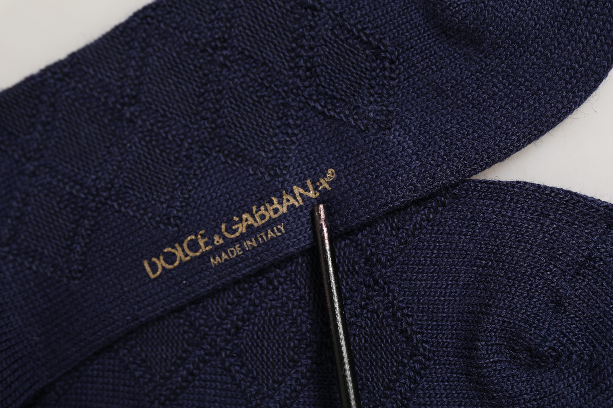 Navy Blue Wool Crest Logo Knee High Accessory Socks
