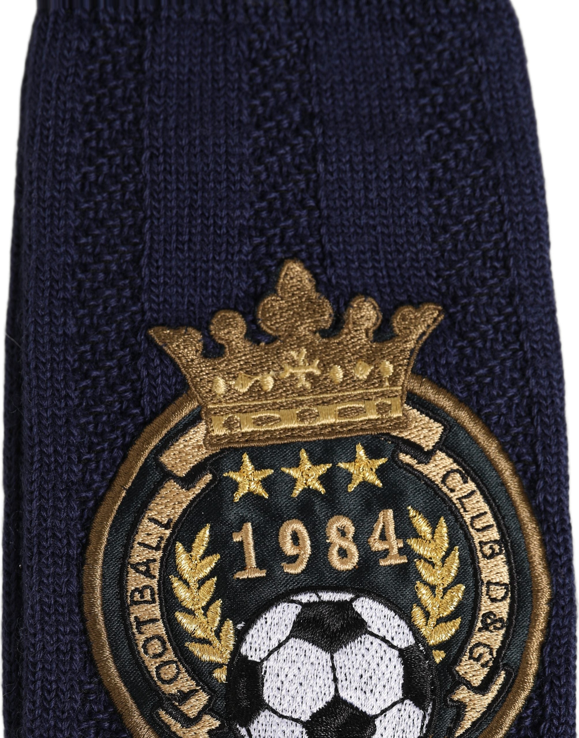 Navy Blue Wool Crest Logo Knee High Accessory Socks