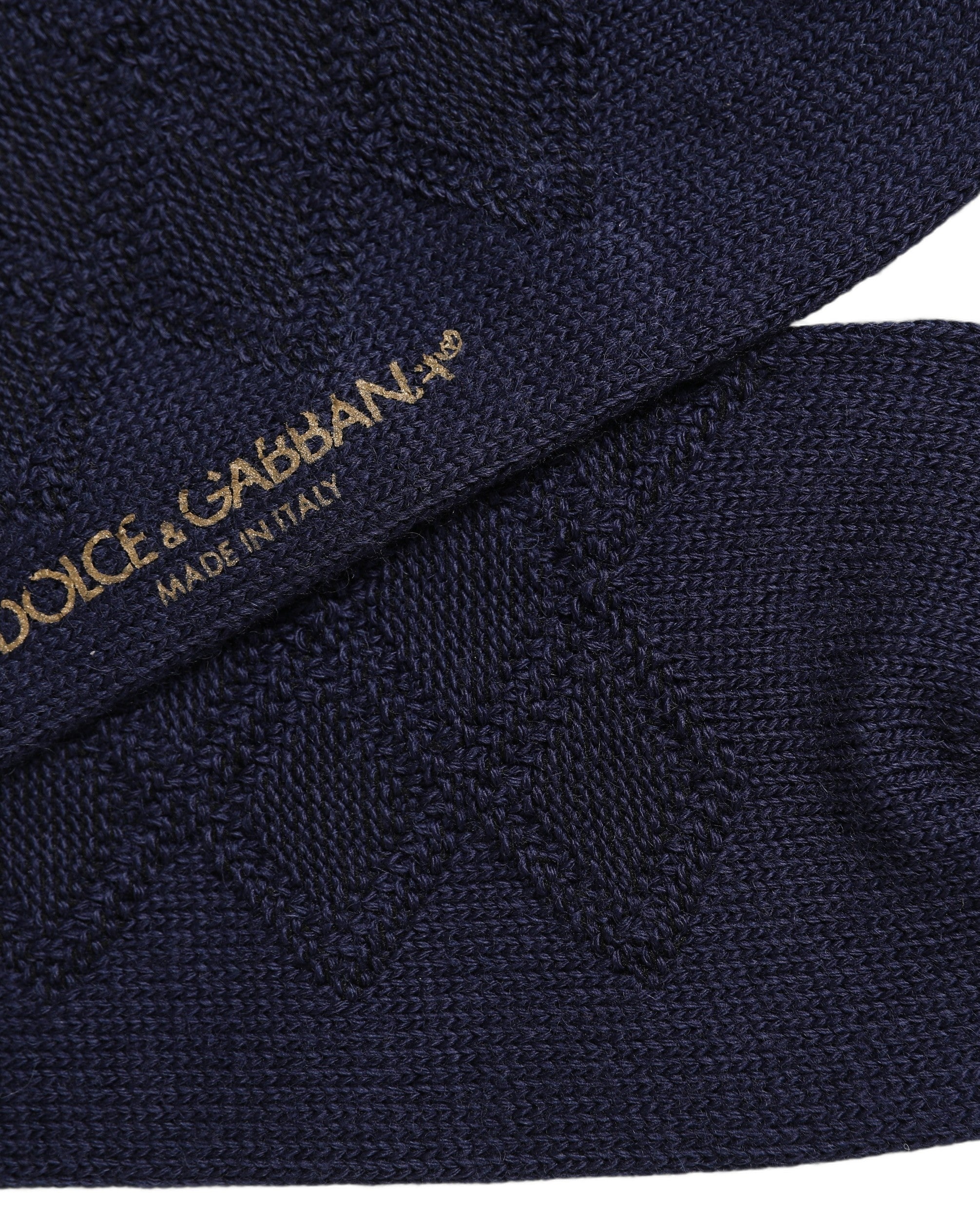 Navy Blue Wool Crest Logo Knee High Accessory Socks