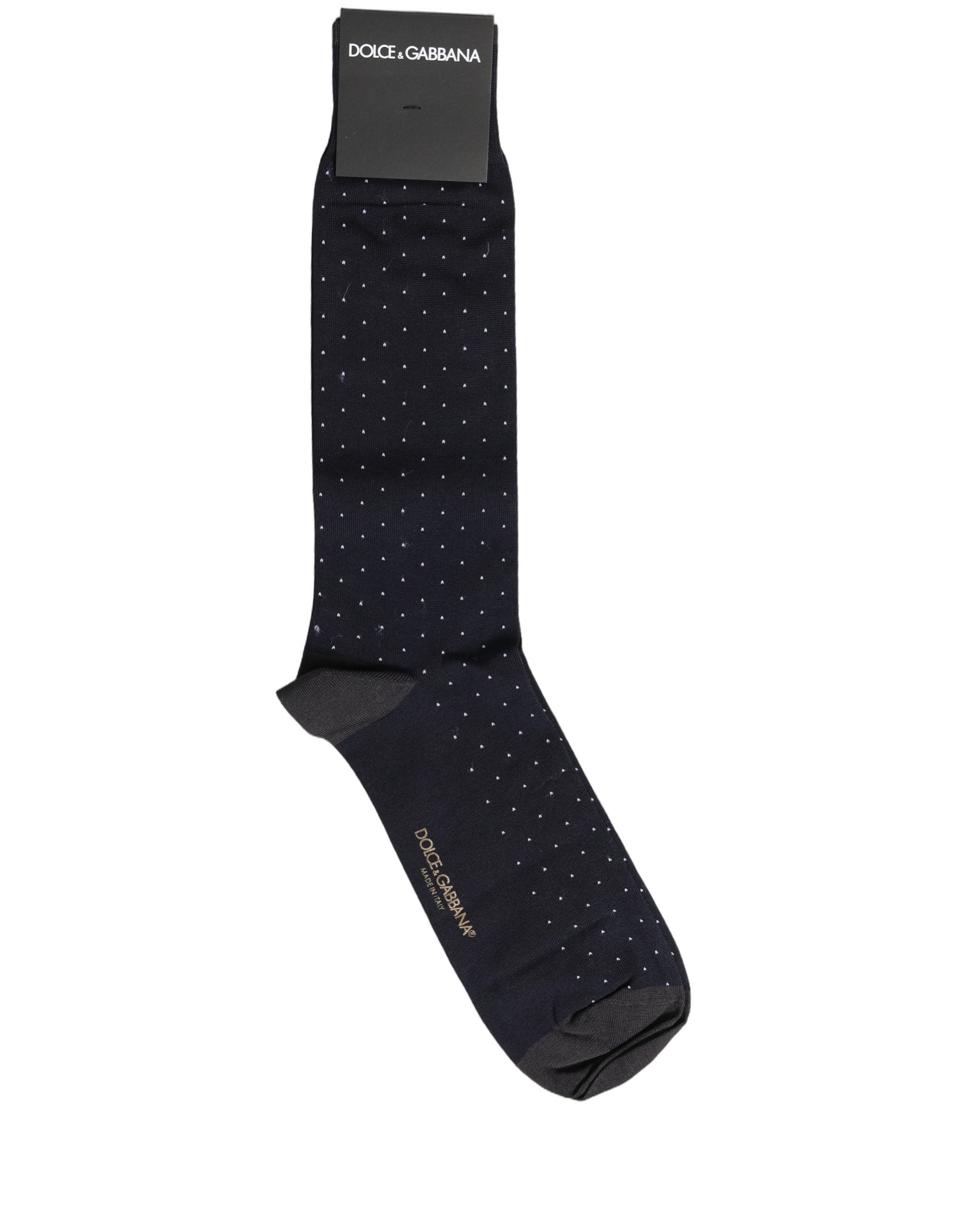Men Black Cotton Polka Dot Mid Calf Accessory Socks
