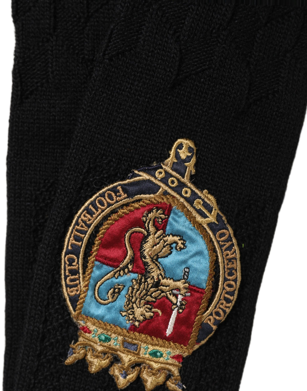 Men Black Wool Crest Logo Knee High Accessory Socks