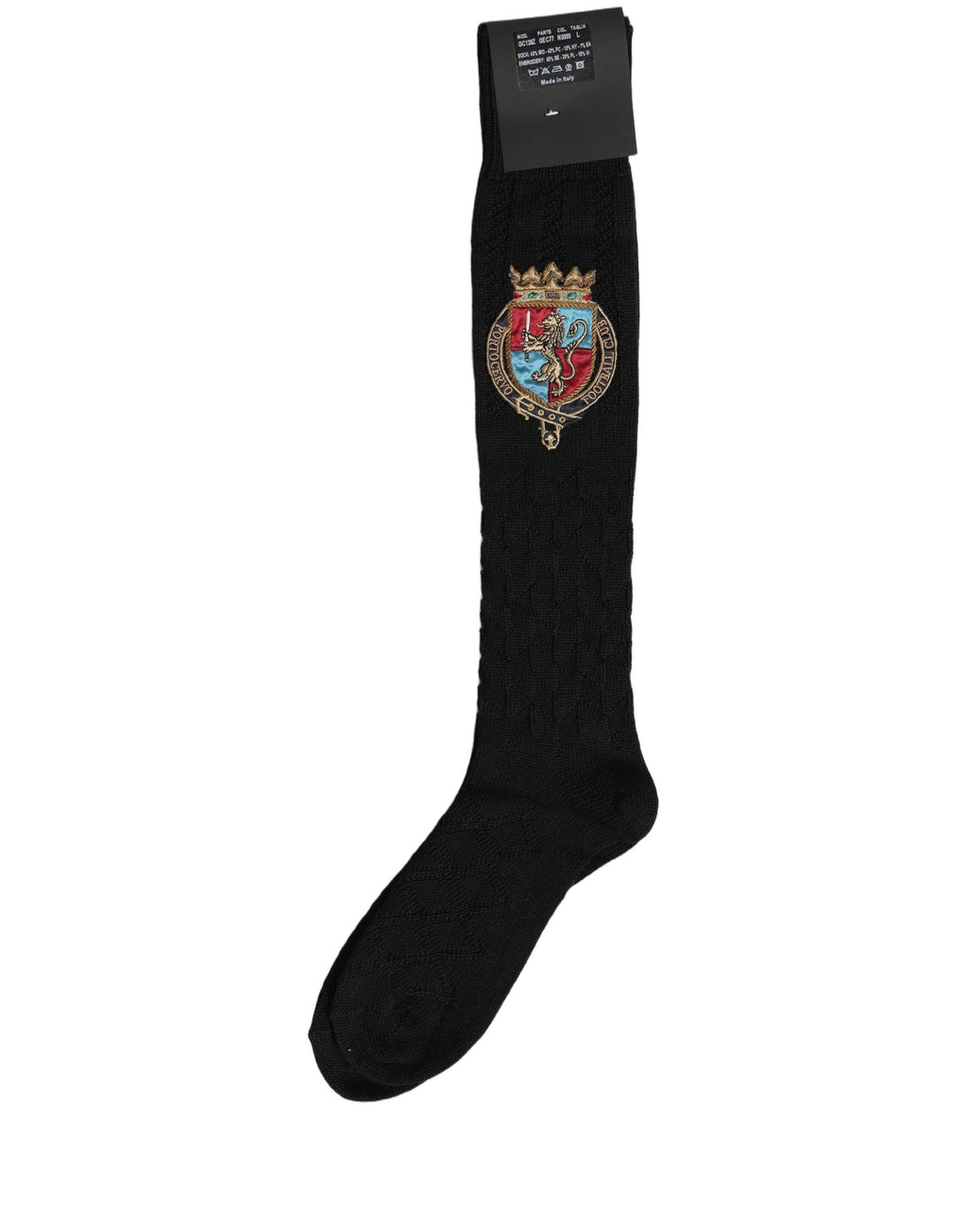 Men Black Wool Crest Logo Knee High Accessory Socks