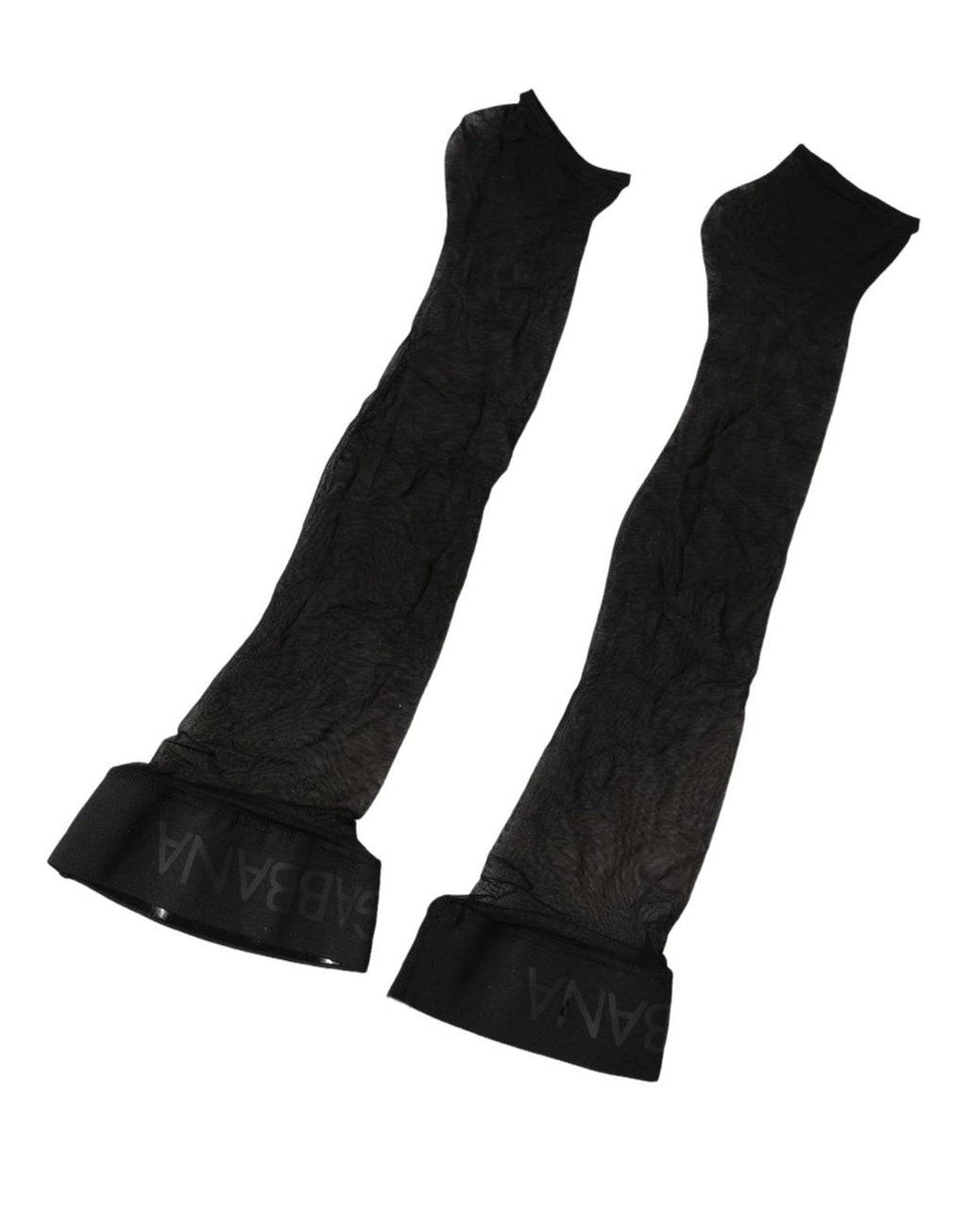 Black Nylon Logo Calf Long Women Accessory Socks