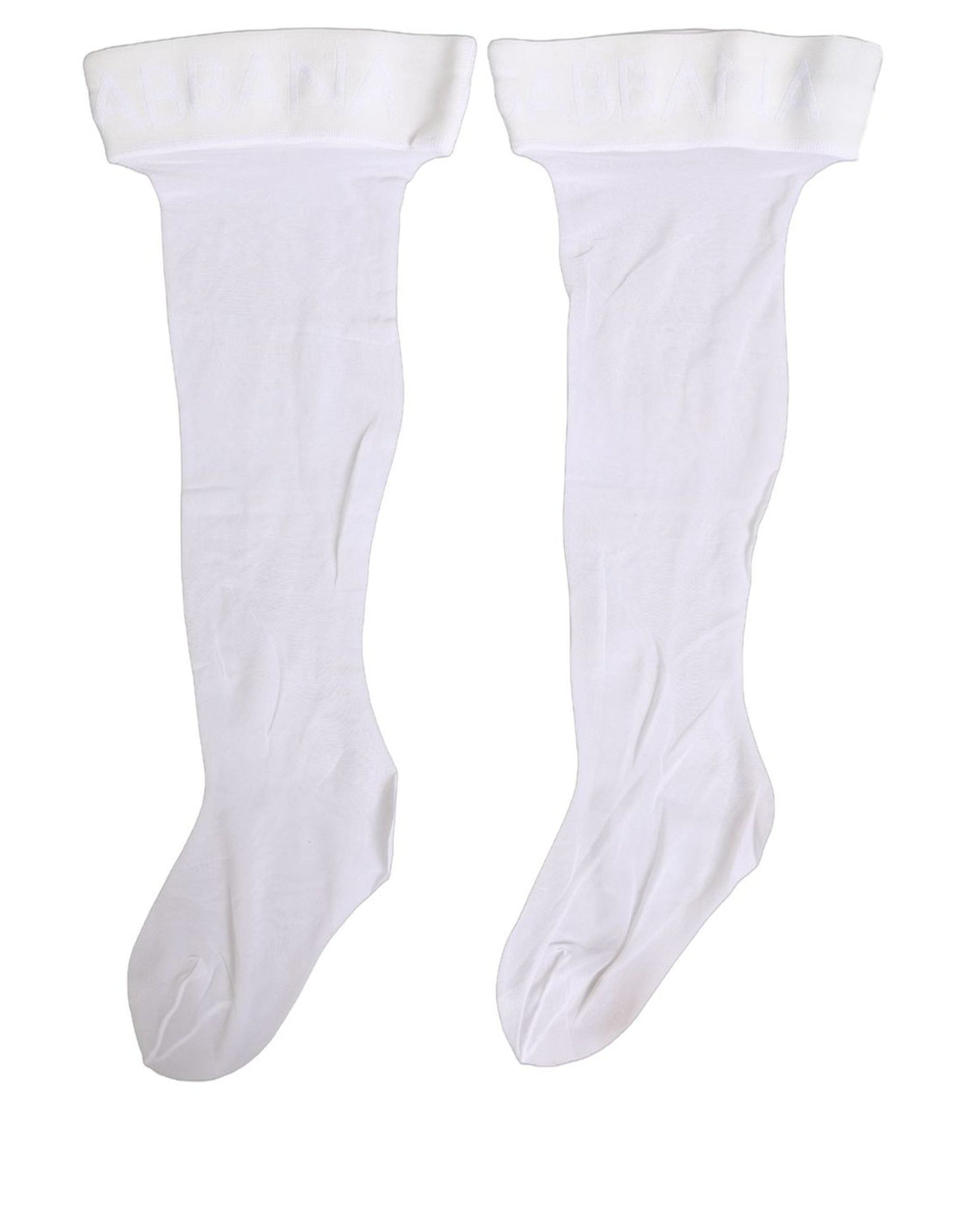 .White Nylon Logo Calf Long Women Accessory Socks