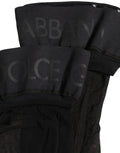 Black Nylon Logo Calf Long Women Accessory Socks