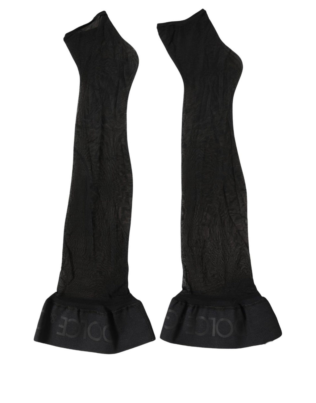Black Nylon Logo Calf Long Women Accessory Socks