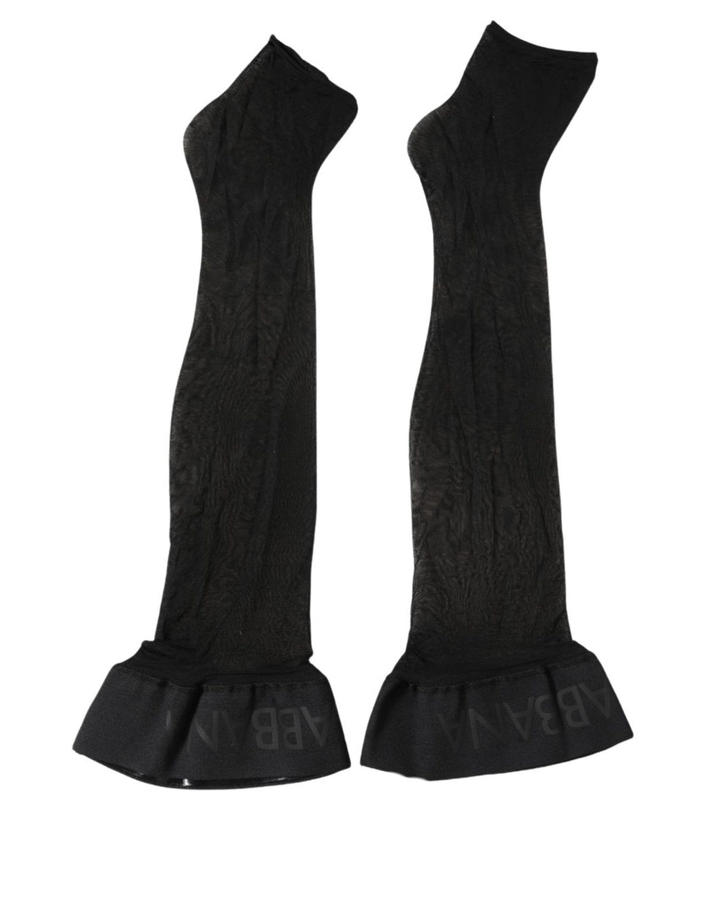Black Nylon Logo Calf Long Women Accessory Socks