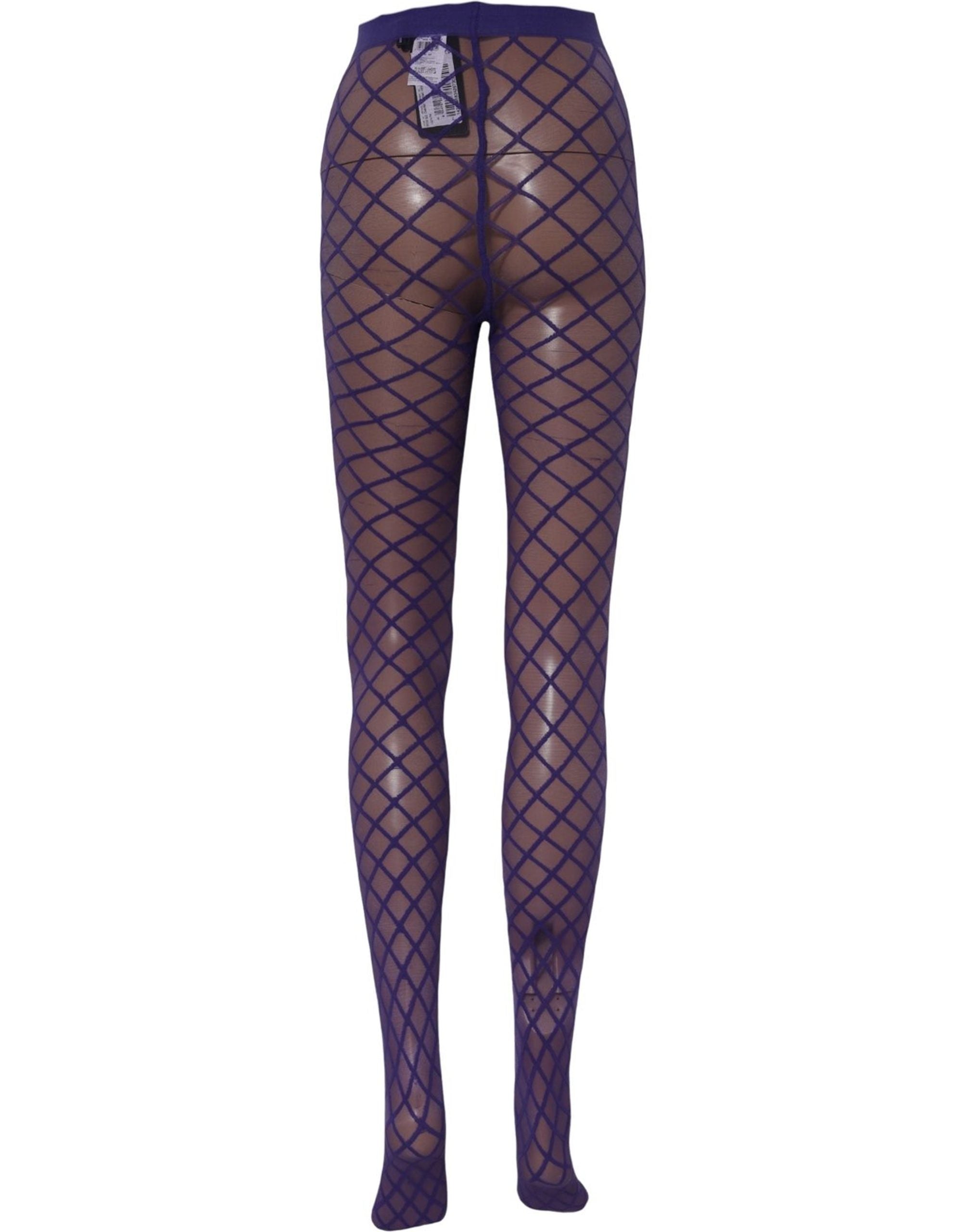 Purple Nylon Fishnet Pantyhose Stockings Socks