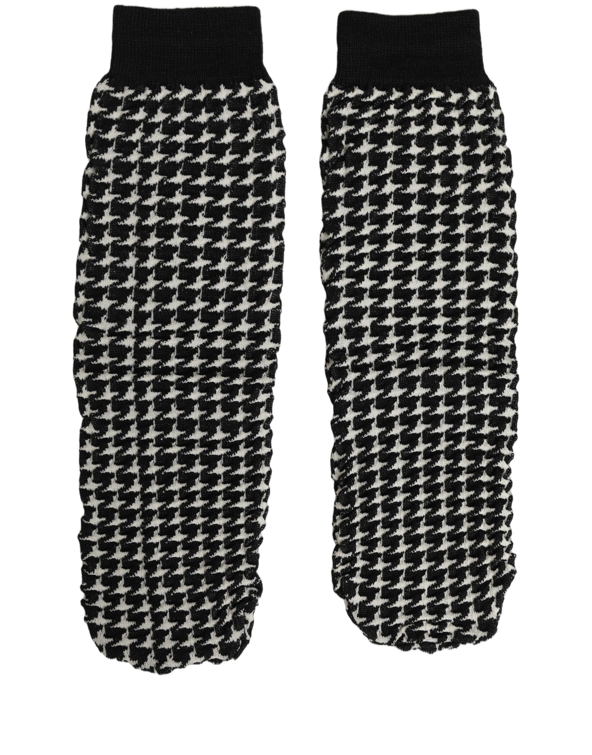Black White Houndstooth Ankle Length Socks
