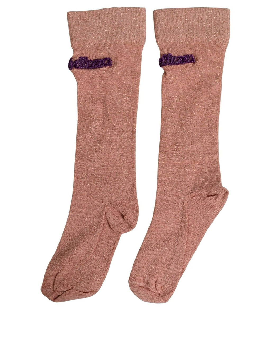 Dusty Pink Embroidered Mid Calf Accessory Socks