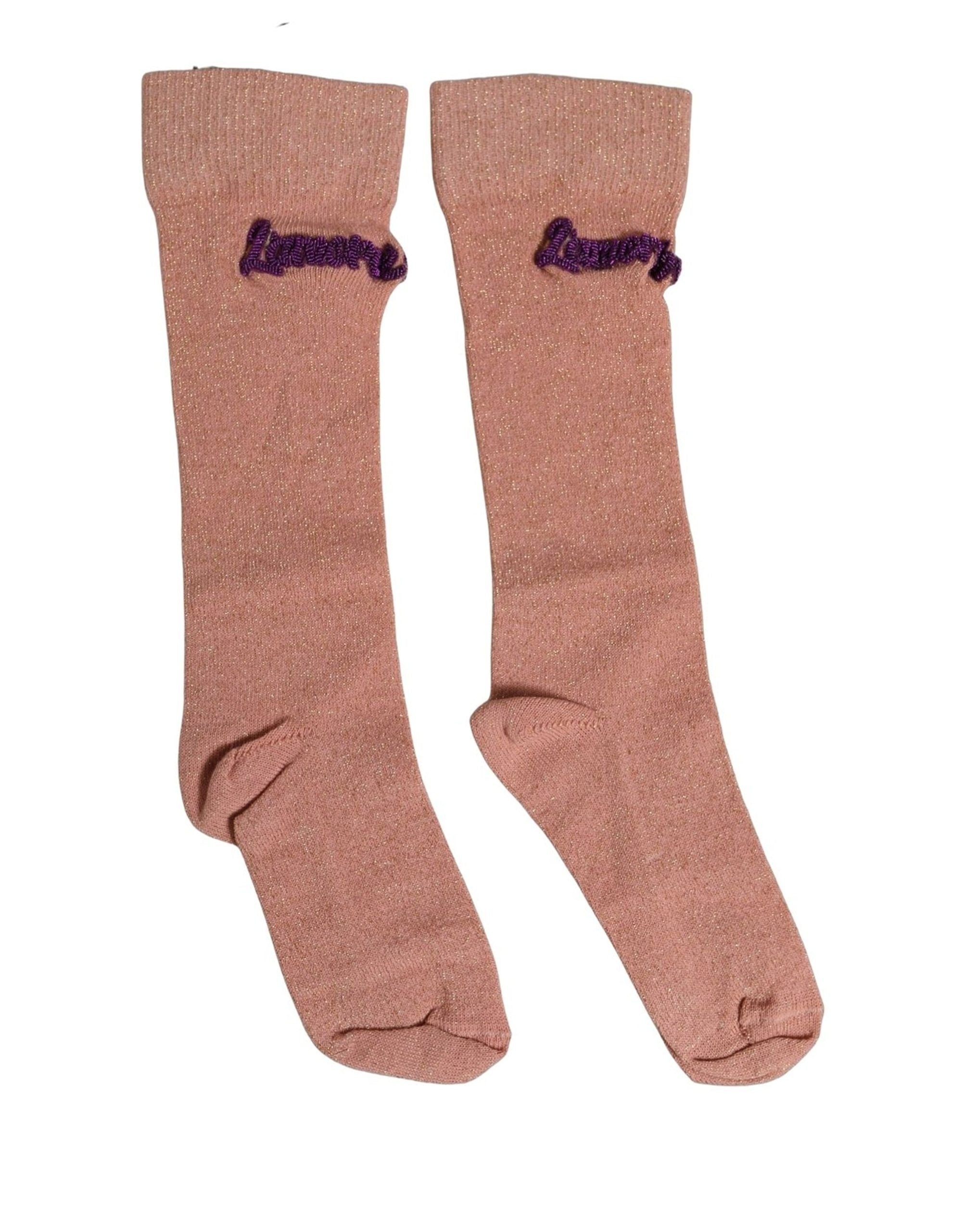 Dusty Pink Embroidered Mid Calf Accessory Socks