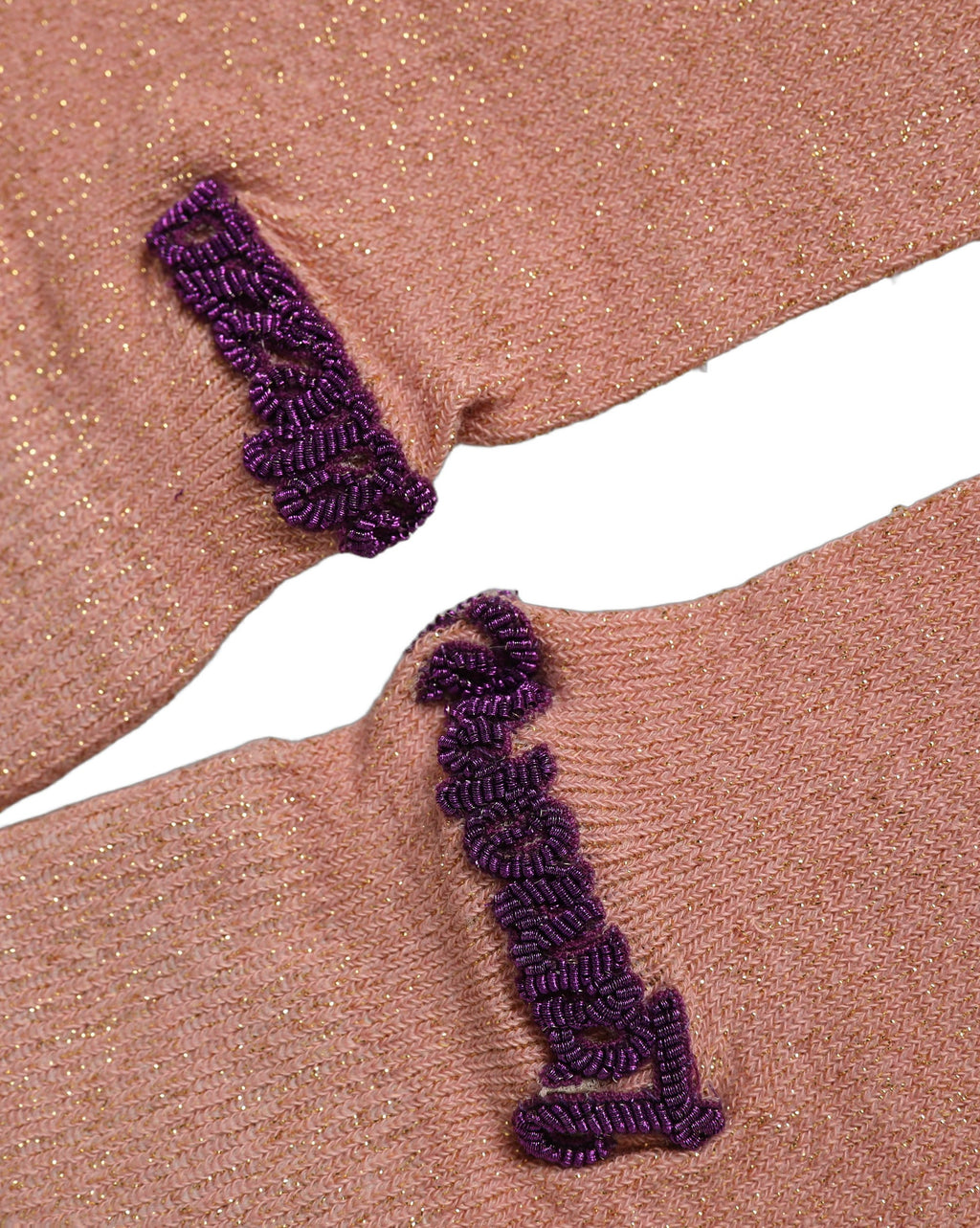 Dusty Pink Embroidered Mid Calf Accessory Socks