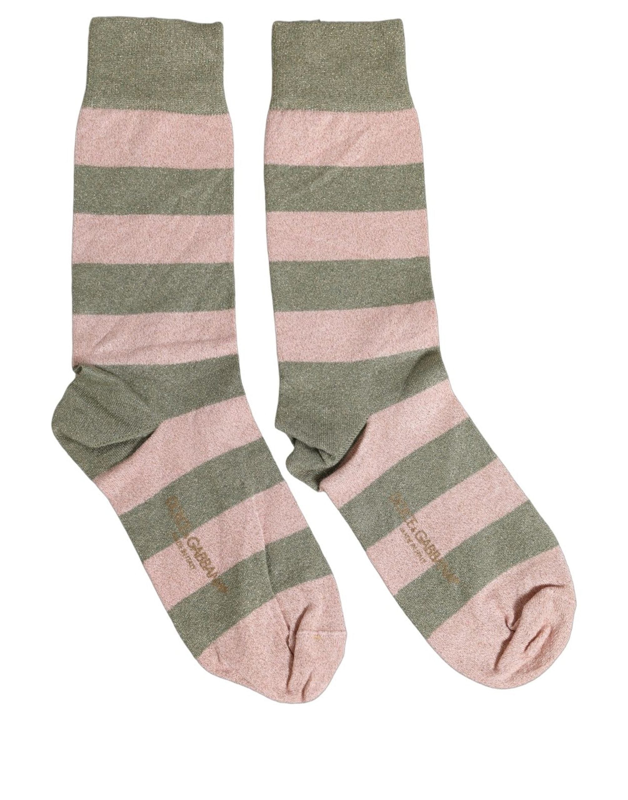 Gray Pink Stripes Mid Calf Accessory Socks