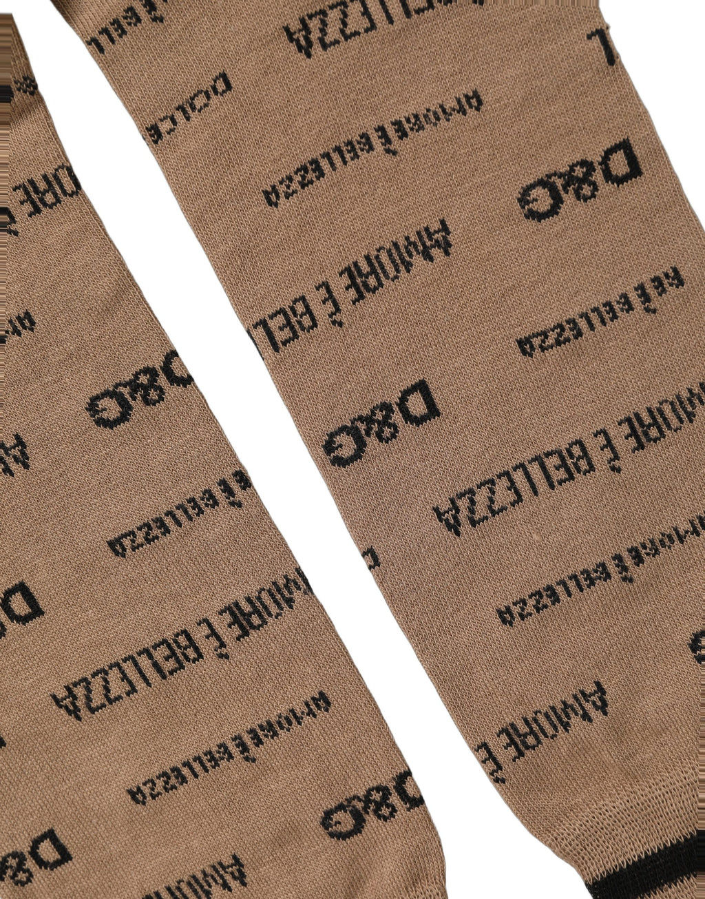 Brown Cotton Logo Print Mid Calf Accessory Socks