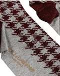 Maroon Gray Houndstooth Mid Calf Accessory Socks