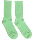 Green Cotton Ribbed Mid Calf Women Accessory Socks