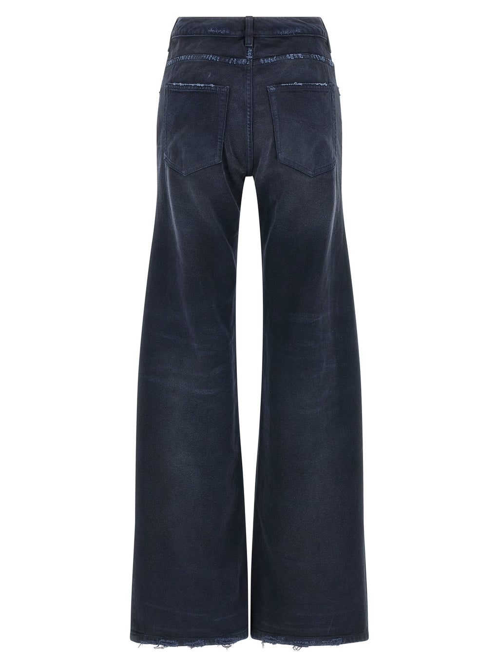 Blue Cotton Flared Jeans