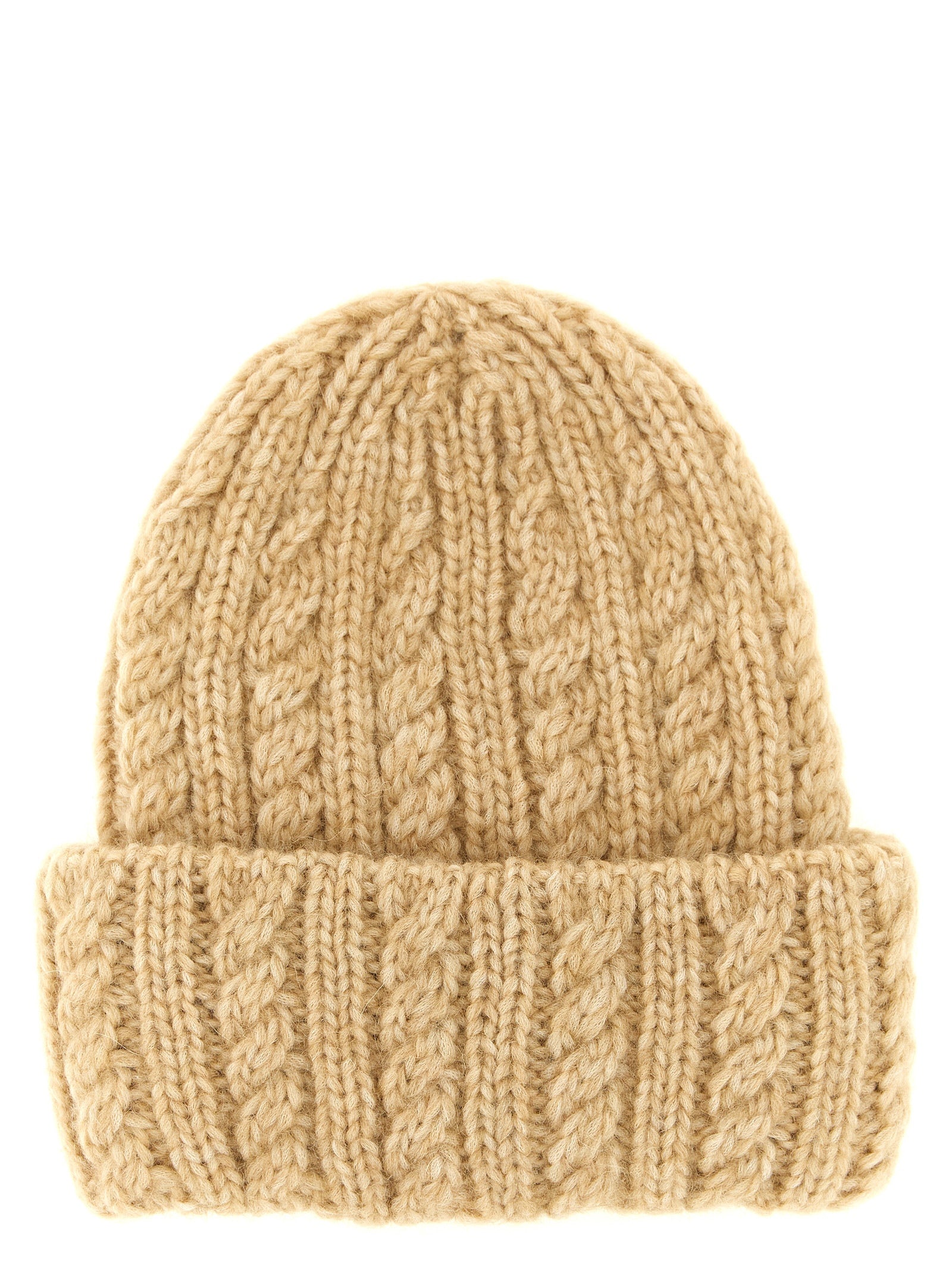 Beige Alpaca Leather Beanie