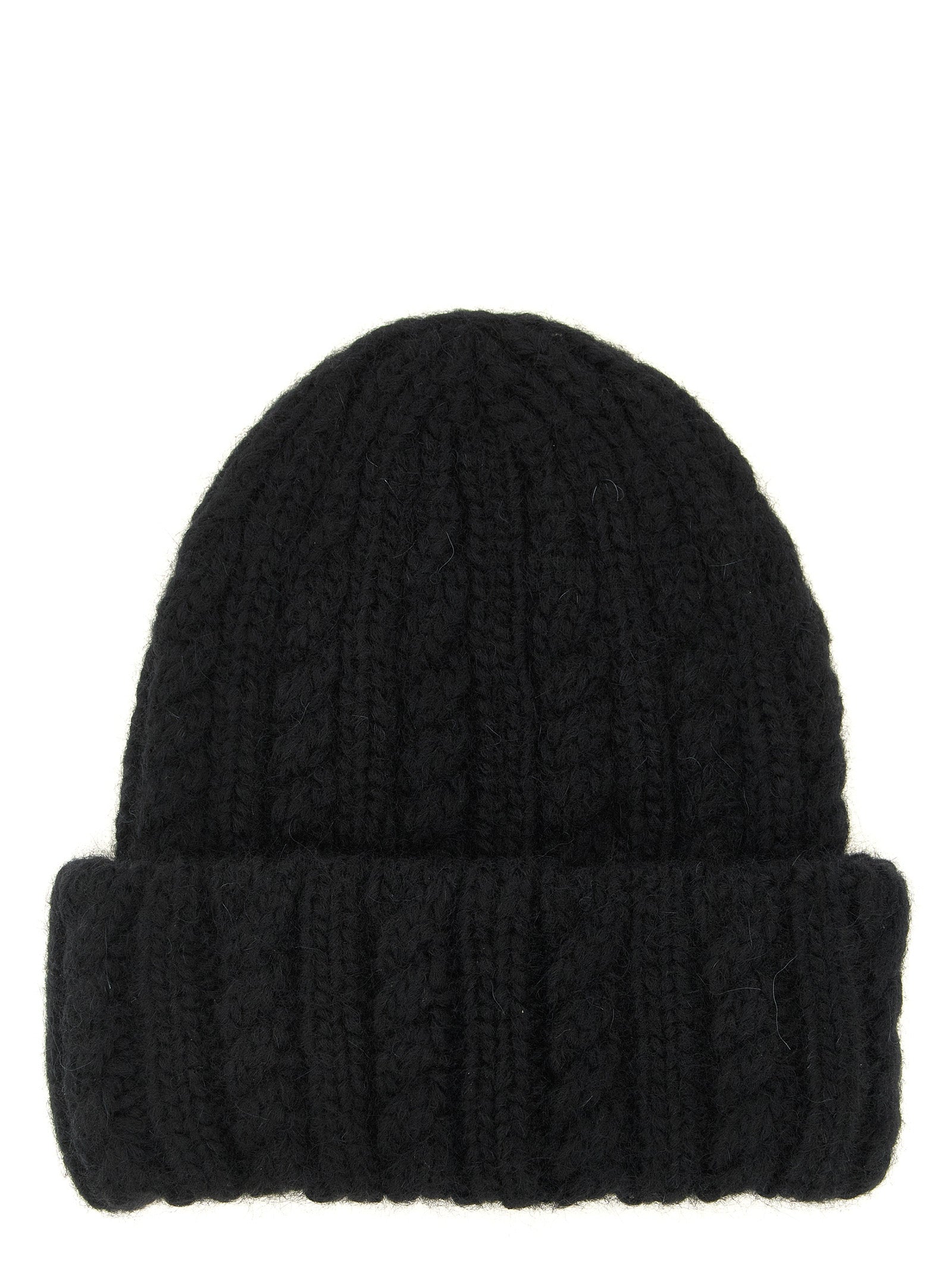 Black Alpaca Leather Beanie