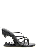 Black Polyethylene Stiletto Heel Sandals