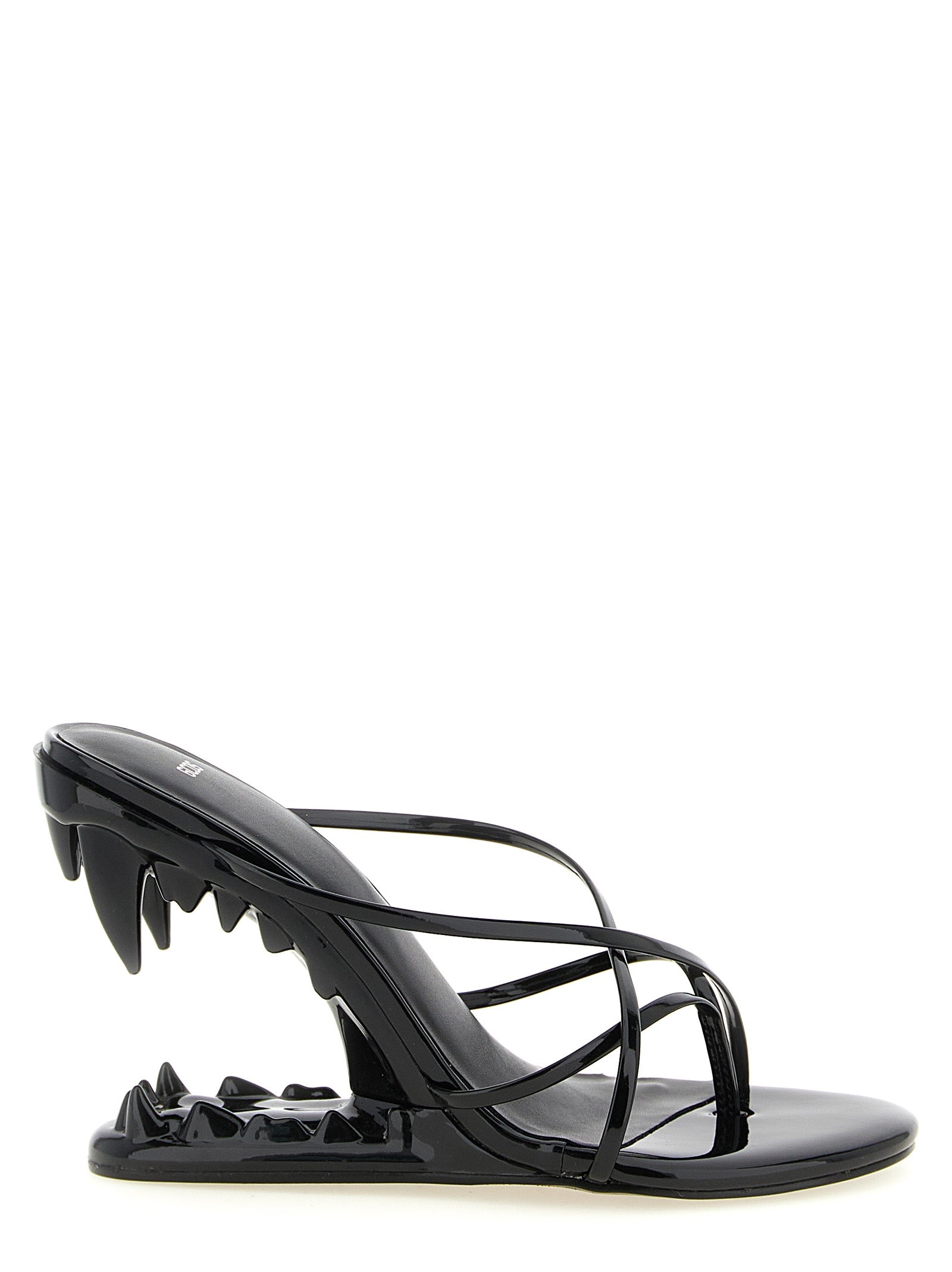 Black Polyethylene Stiletto Heel Sandals