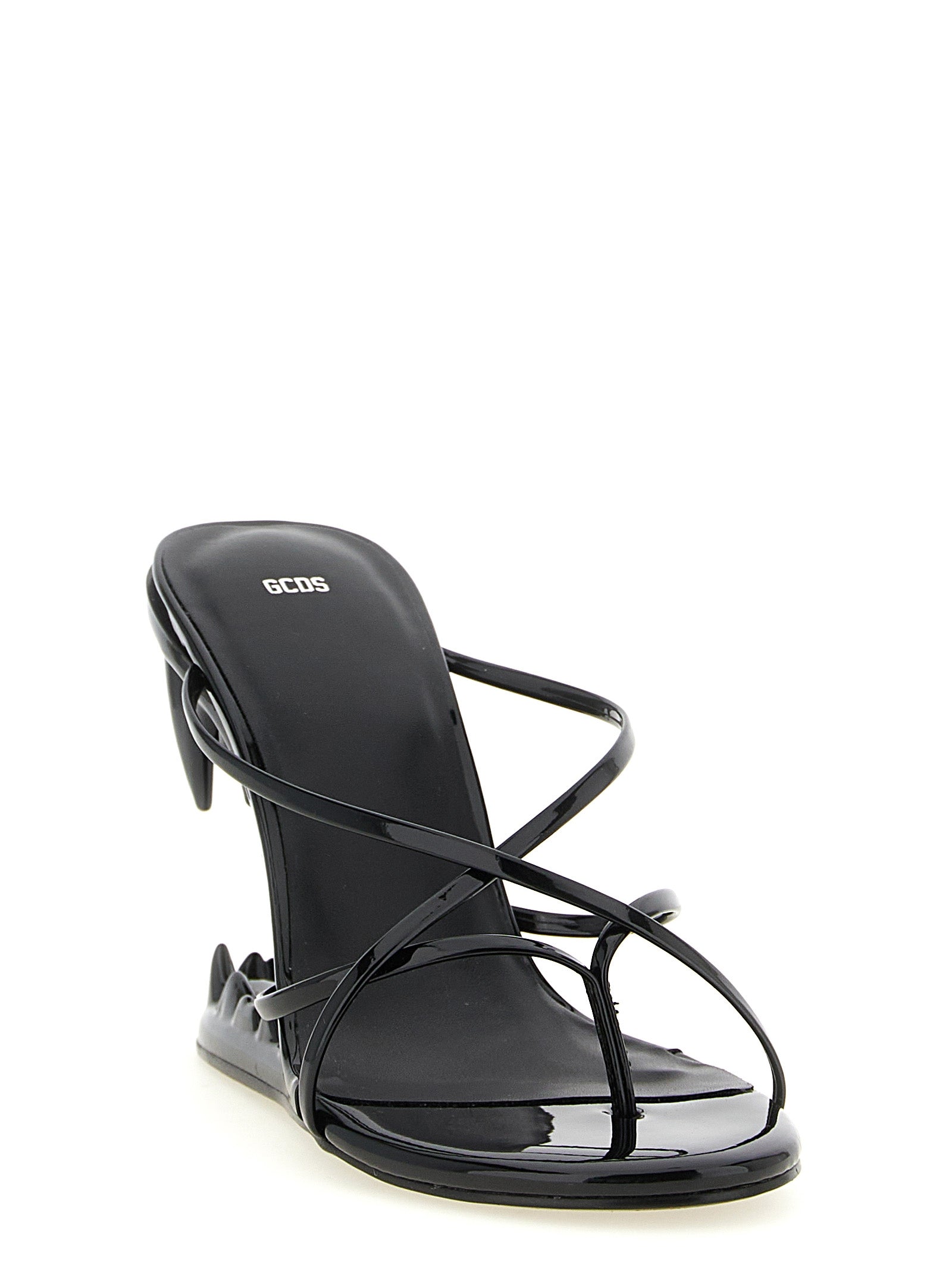 Black Polyethylene Stiletto Heel Sandals