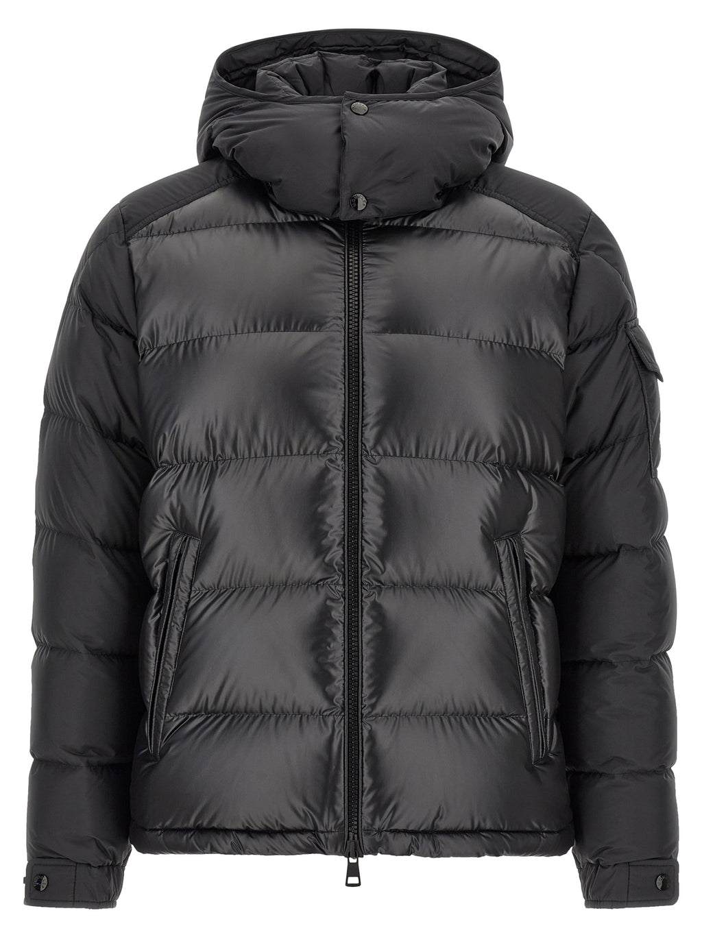 Black Polyester Full-Length Jacket