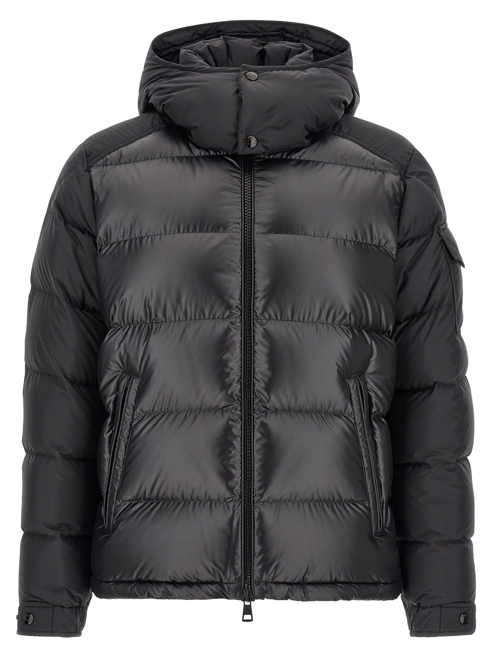 Black Polyester Full-Length Jacket
