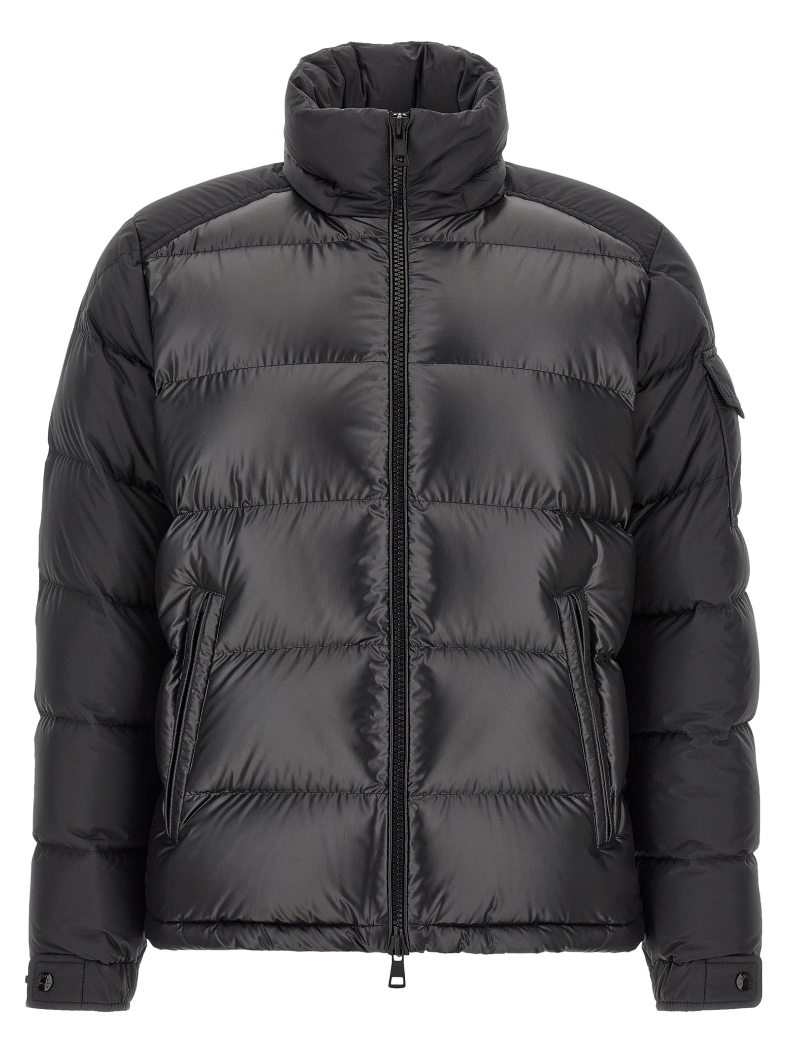 Black Polyester Full-Length Jacket