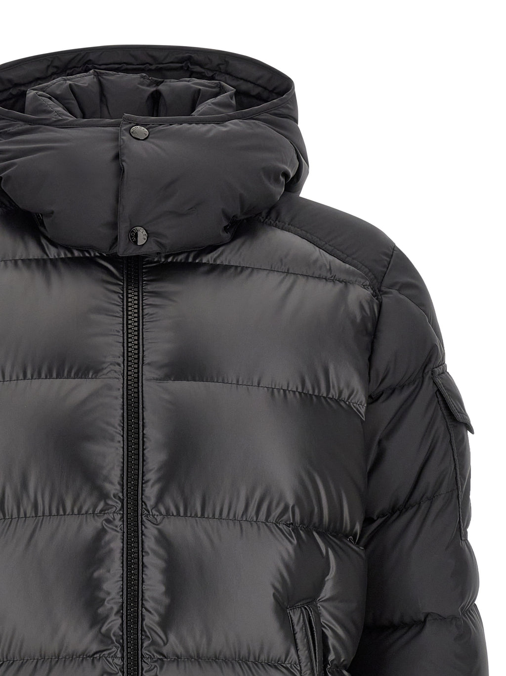 Black Polyester Full-Length Jacket
