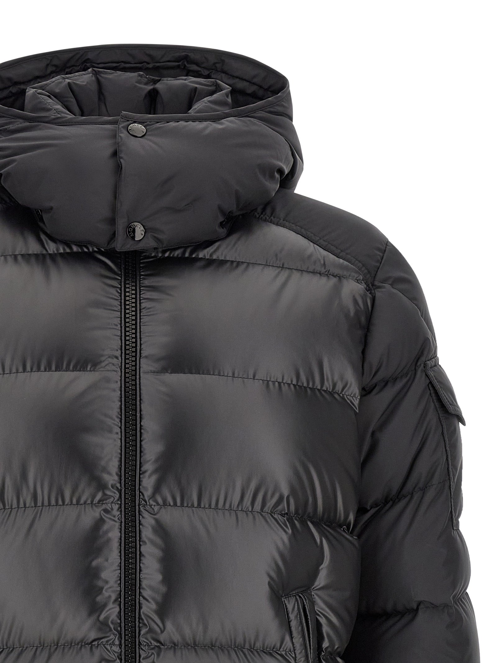 Black Polyester Full-Length Jacket