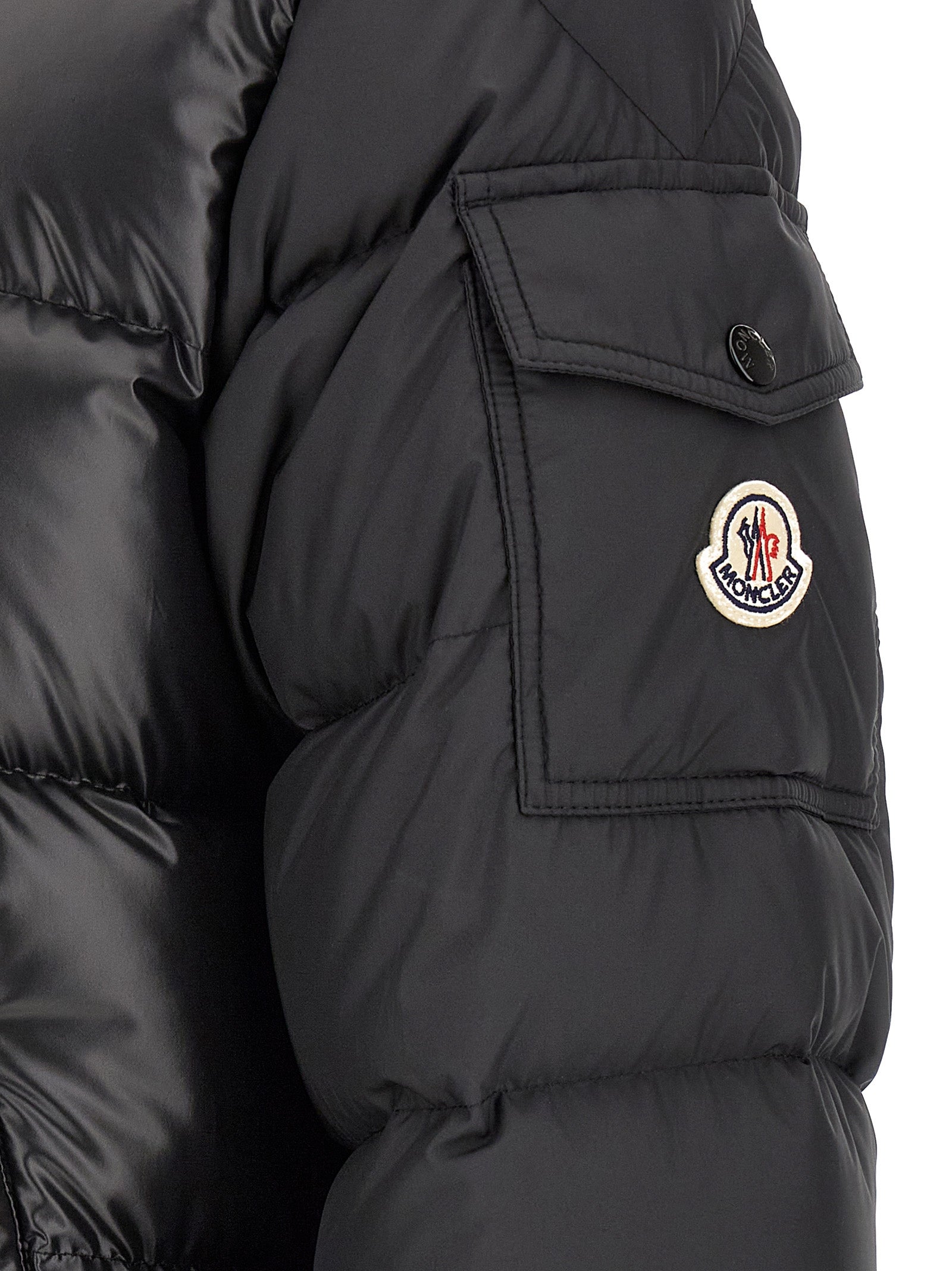 Black Polyester Full-Length Jacket