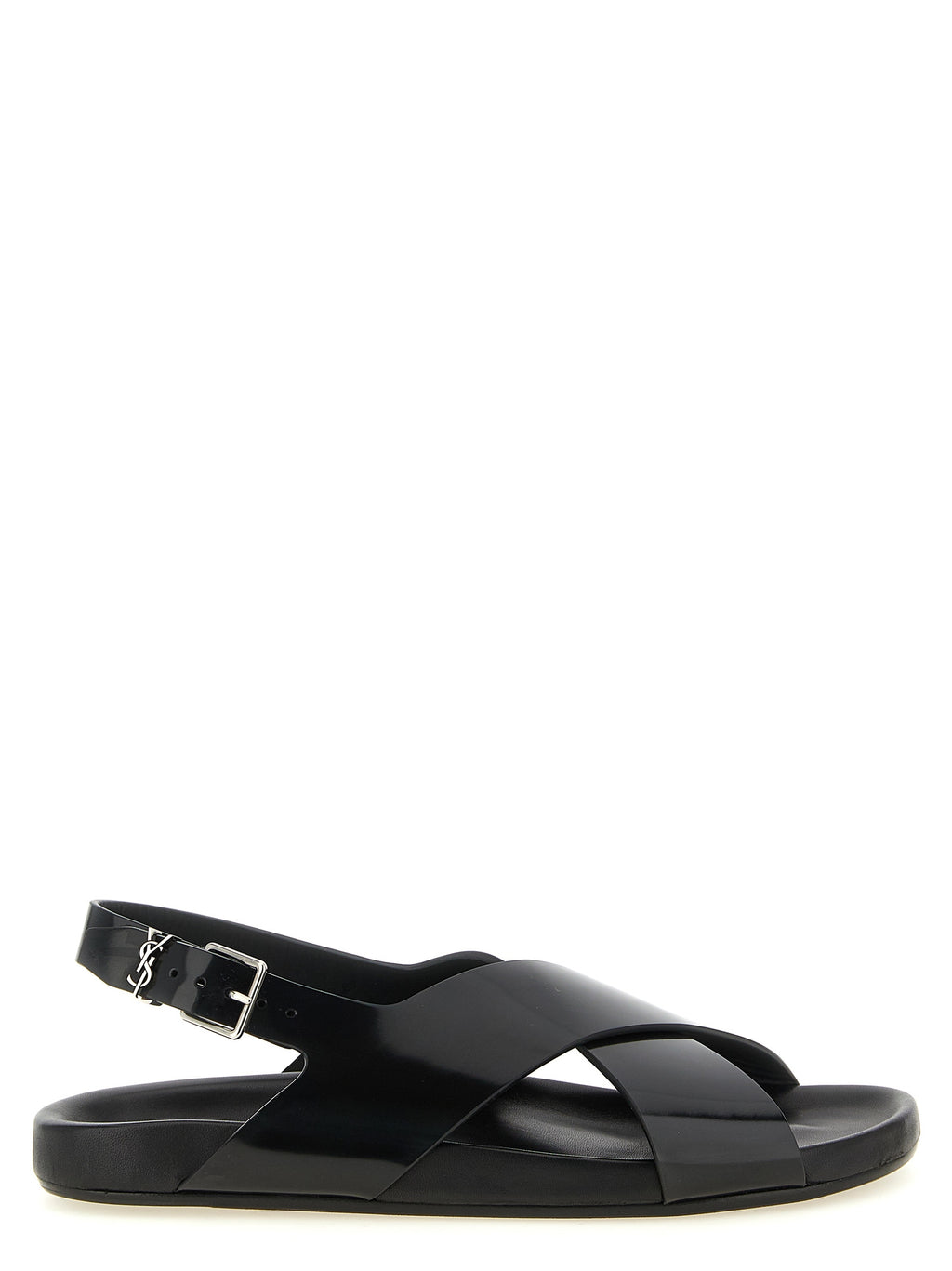 Black Calfskin Flat Sandals